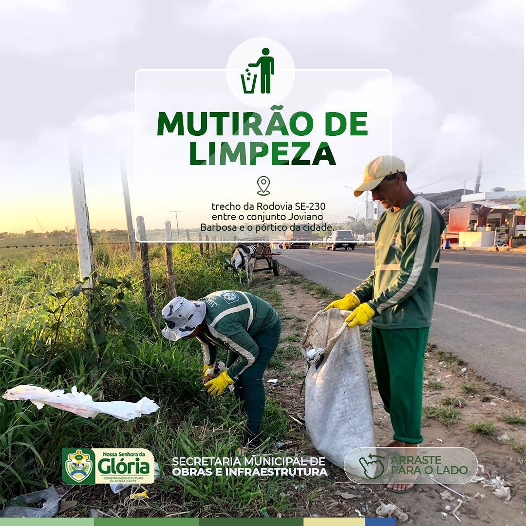 Secretaria de Obras realiza mutirão para retirada de lixo da margem da Rodovia-SE230