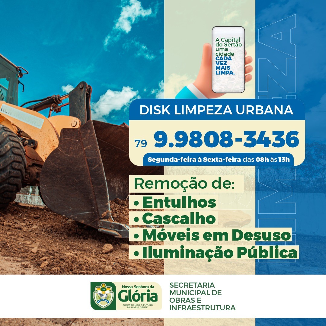 Secretaria de Obras disponibiliza Disk Limpeza Urbana para a população