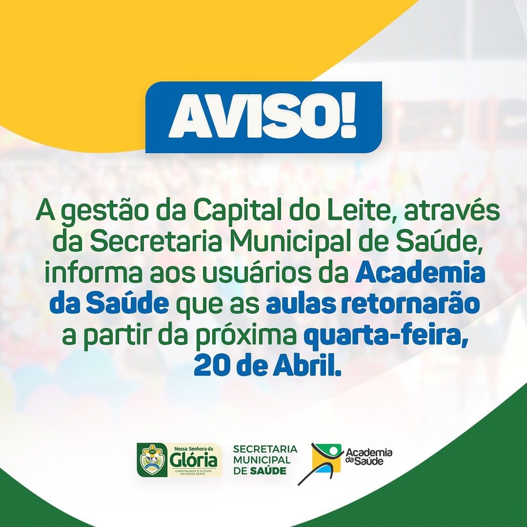 SMS informa o retorno das atividades da academia da saúde