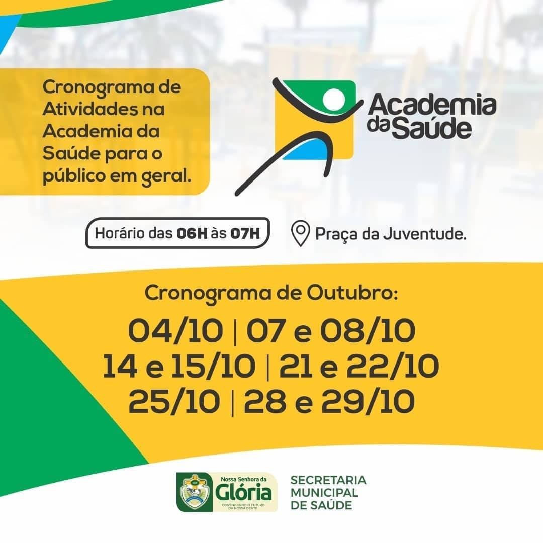 Secretaria Municipal de Saúde divulga calendário de atividades da Academia da Saúde