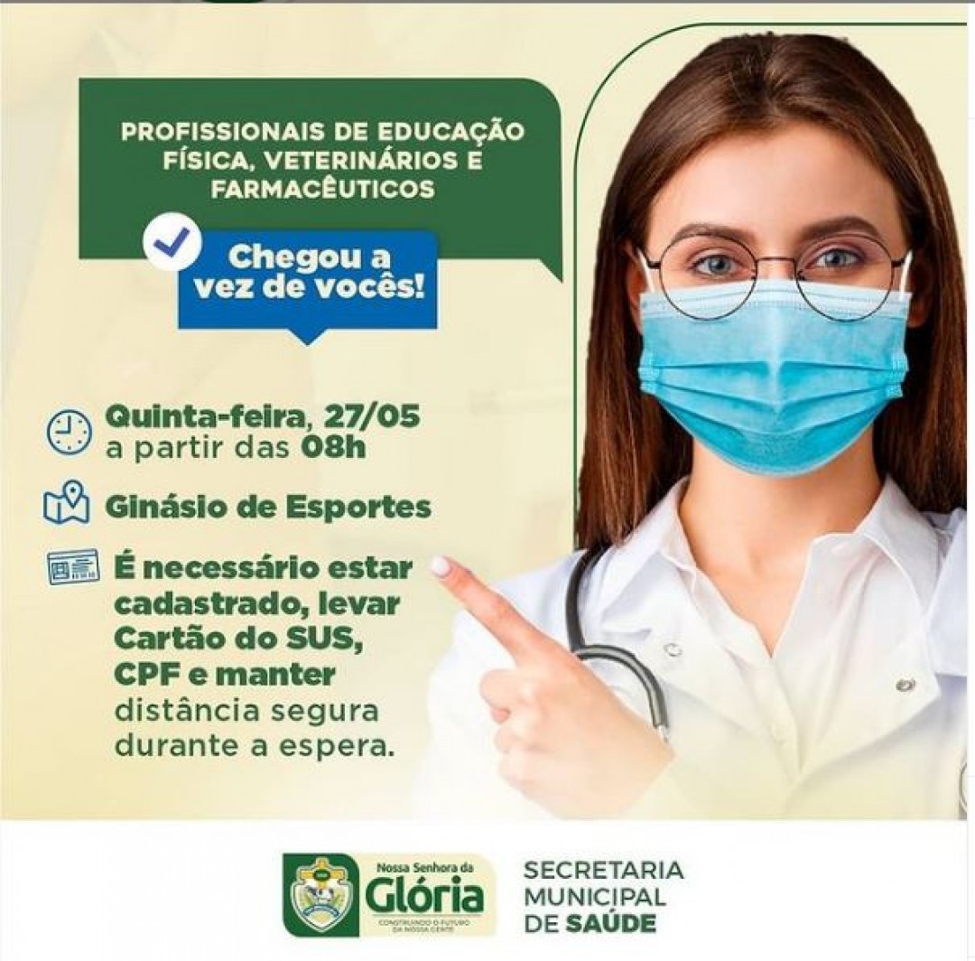 Profissionais de Educação Física, Veterinários e Farmacêuticos começam a serem vacinados