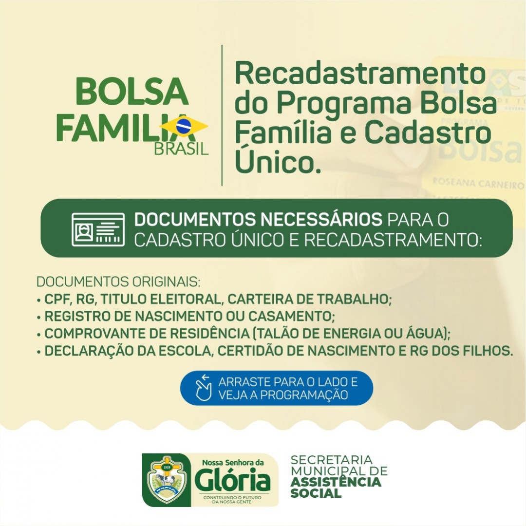 A SMASIC realiza o "Cadastro Único e o Recadastramento do Programa Bolsa Família".